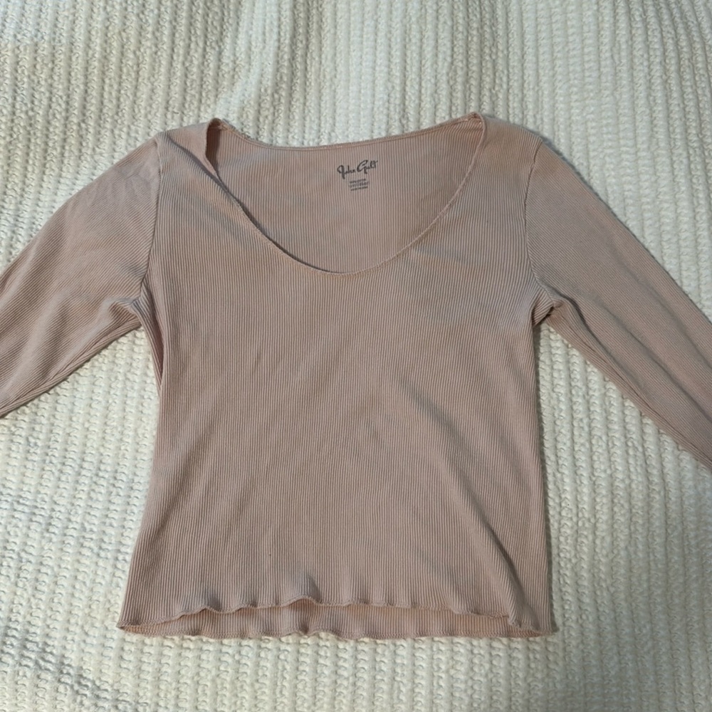 Brandy Melville long sleeve light pink ribbed top